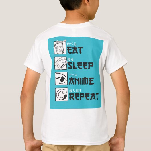 T-shirt Mangez Sleep ANIME Répéter Funny Ado Geek japonais (Dos)