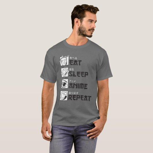 T-shirt Mangez Sleep Anime Répéter Funny Japonais Anime An (Devant entier)