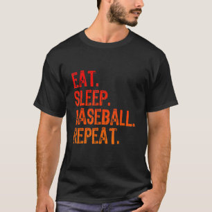 T-shirt Mangez Sleep Baseball Cool Joueur Fan Entraîneur F