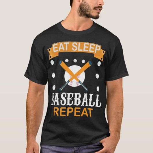 T-shirt Mangez Sleep Baseball Répéter Baseball Amateurs de (Devant)
