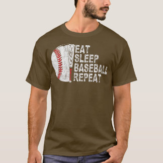 T-shirt Mangez Sleep Baseball Répéter Baseball Joueur Funn