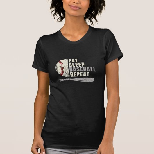 T-shirt Mangez Sleep Baseball Répéter Funny Baseball Playe (Devant)