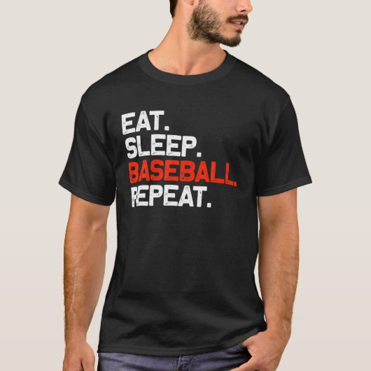 T-shirt Mangez Sleep Baseball Répéter Funny Baseball Playe (Devant)
