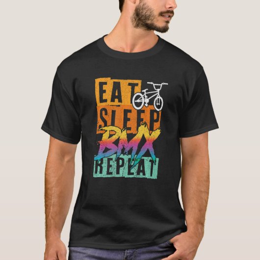 T-shirt Mangez Sleep BMX Repeat Bike MTB Don pour BMX Ride (Devant)