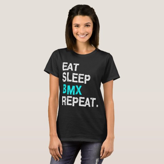 T-shirt Mangez Sleep BMX Répéter course vélo pour femmes H (Devant entier)