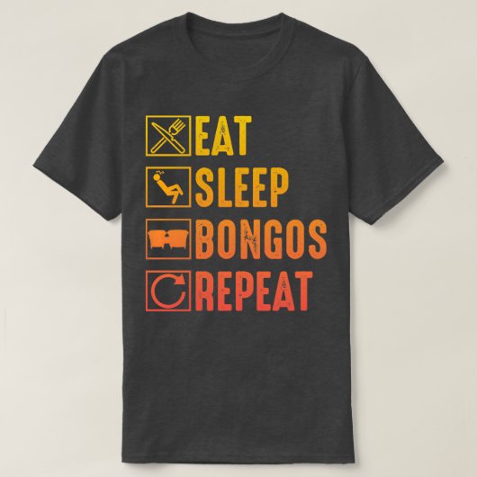 T-shirt Mangez Sleep Bongos Répétez Funny Bongo Drummer 7 (Design devant)