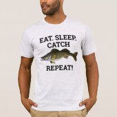 T-shirt Mangez Sleep Catch Walleye Funny Pêcheur Pêcheur P (Devant)
