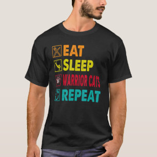 T-shirt Mangez Sleep Chat Guerrier Répéter Chat Guerrier A