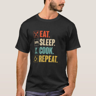 T-shirt Mangez Sleep Cook Répéter Funny Vintage Cook Cuisi