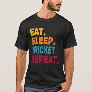 T-shirt Mangez Sleep Cricket Répéter Garçons Hommes Femmes