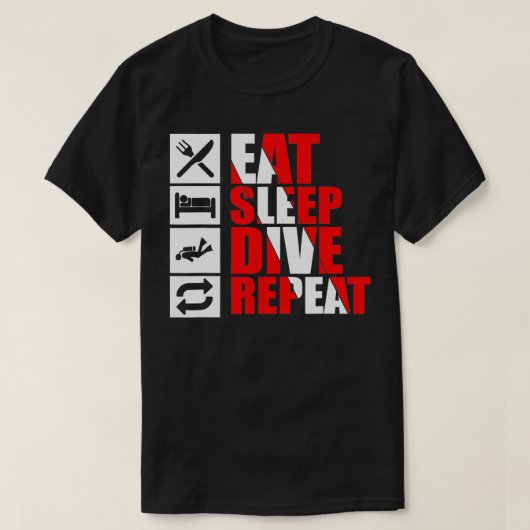 T-shirt Mangez Sleep Dive Répéter Funny Diving (Design devant)