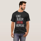 T-shirt Mangez Sleep Drum Repeat Drummers Musique Band Cad (Devant entier)