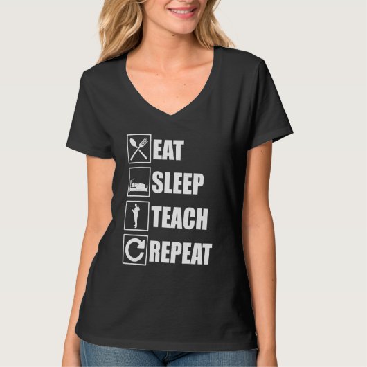 T-shirt Mangez Sleep Enseigner Répéter Enseignant École Cl (Devant)