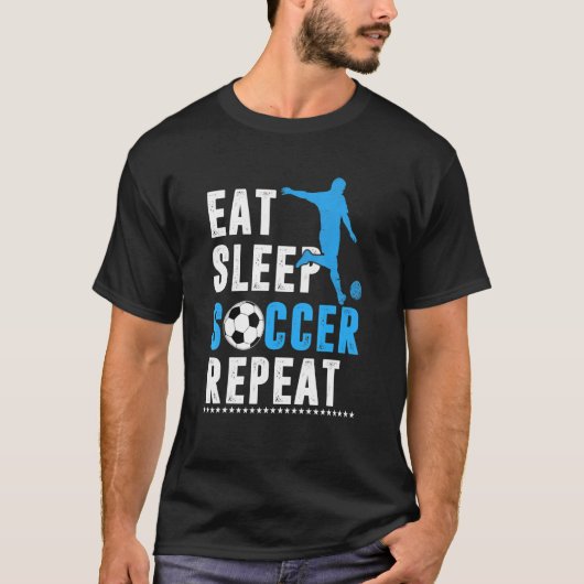 T-shirt Mangez Sleep Football Répéter Joueur Sport Cool (Devant)