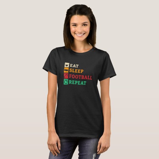T-shirt Mangez Sleep Football Répéter Lineman Tacker Ameri (Devant entier)