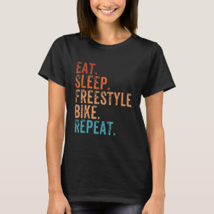 T-shirt Mangez Sleep Freestyle Vélo Répéter Vintage Funny