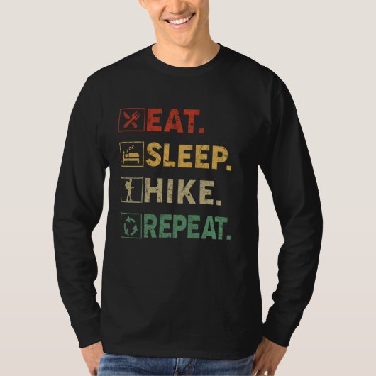 T-shirt Mangez Sleep Hike Répéter Extérieur Randonnée Hike (Devant)