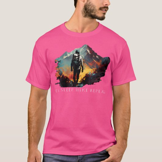 T-shirt Mangez Sleep Hike Répéter Randonnée Camping Rétro (Devant)
