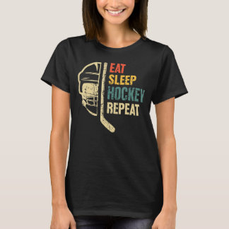 T-shirt Mangez Sleep Hockey Répéter Funny Retro Vintage Fu