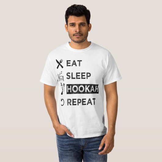 T-shirt Mangez Sleep Hookah Repeat, Amoureux Drôle Hookah (Devant entier)
