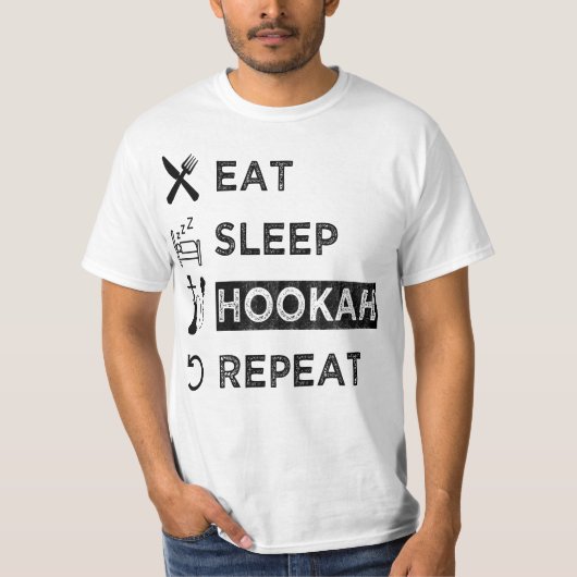 T-shirt Mangez Sleep Hookah Repeat, Amoureux Drôle Hookah (Devant)