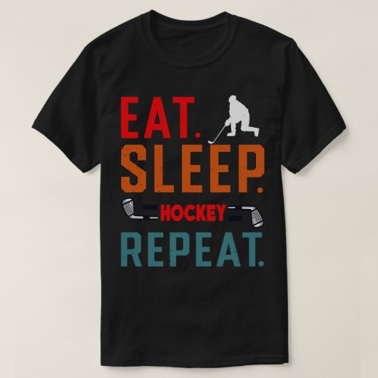 T-shirt Mangez Sleep Ice Hockey Répéter 9 (Design devant)