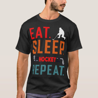T-shirt Mangez Sleep Ice Hockey Répéter 9