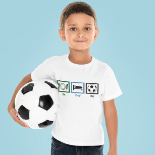 T-shirt Mangez Sleep Jouer Soccer Enfants Football