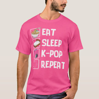 T-shirt Mangez Sleep K-Pop Répéter Ramen Graphique Et K-Po