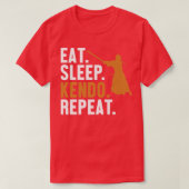 T-shirt Mangez Sleep Kendo Répéter Kata Kenjusu Shinai Sam (Design devant)