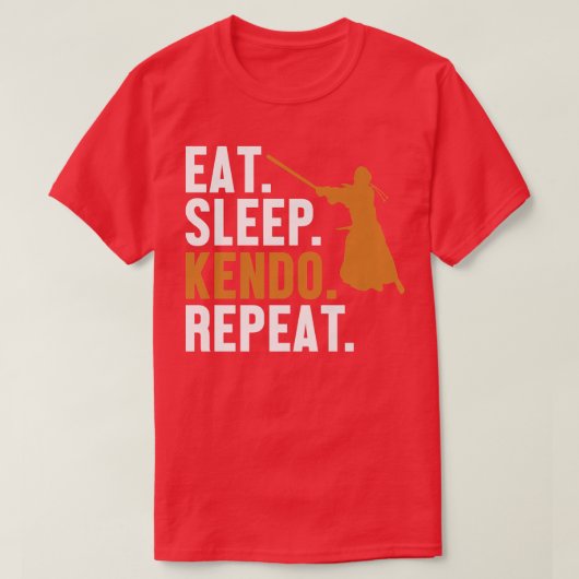 T-shirt Mangez Sleep Kendo Répéter Kata Kenjusu Shinai Sam (Design devant)