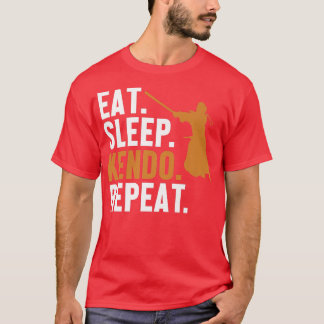 T-shirt Mangez Sleep Kendo Répéter Kata Kenjusu Shinai Sam