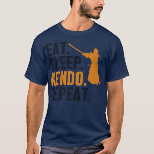 T-shirt Mangez Sleep Kendo Répéter Kata Kenjusu Shinai Sam