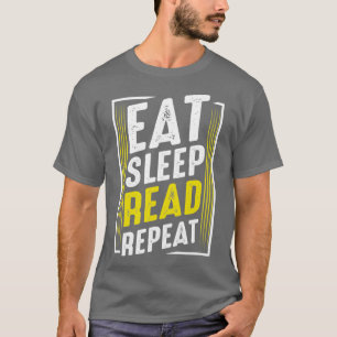 T-shirt Mangez Sleep Lire Répéter Lecture Livre Worms Drôl