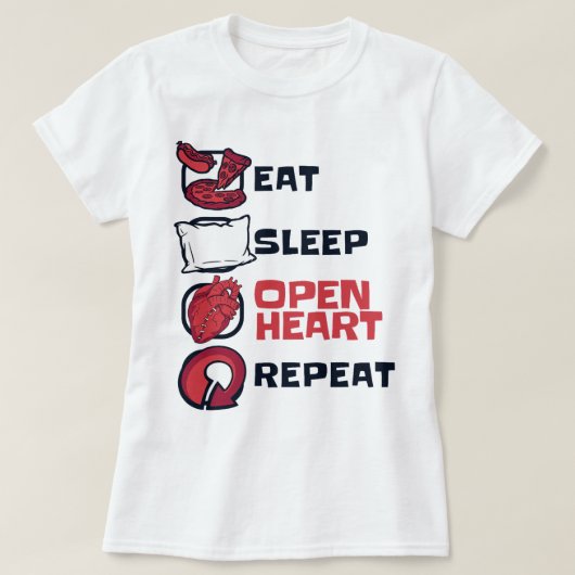 T-shirt Mangez Sleep Open Heart Répéter Catheter Open Hear (Design devant)