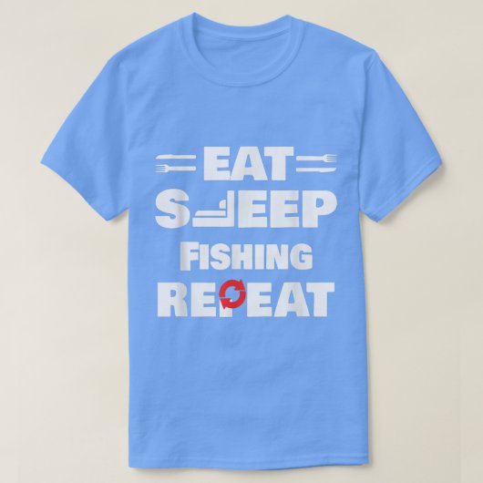 T-shirt Mangez Sleep Pêche répétée Pêche Fisher422 (Design devant)