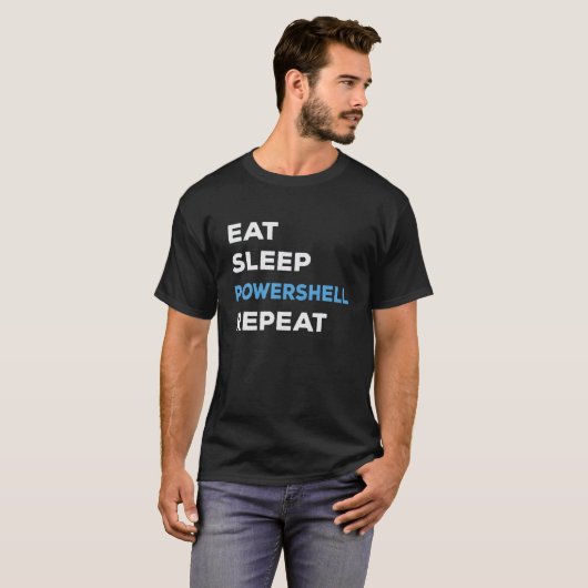 T-shirt Mangez Sleep Powershell Répéter Hommes Femmes T-sh (Devant entier)