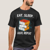 T-shirt Mangez Sleep Résolvez Répéter Math Vitesse Cubing  (Devant)