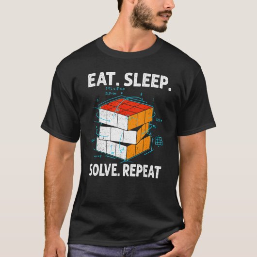 T-shirt Mangez Sleep Résolvez Répéter Math Vitesse Cubing  (Devant)