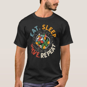 T-shirt Mangez Sleep Résolvez Répéter Math Vitesse Cubing 