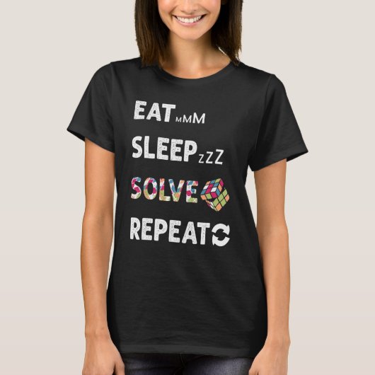T-shirt Mangez Sleep Résolvez Répéter Math Vitesse Cubing  (Devant)