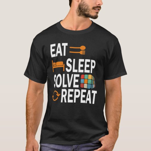 T-shirt Mangez Sleep Résolvez Répéter Math Vitesse Cubing  (Devant)