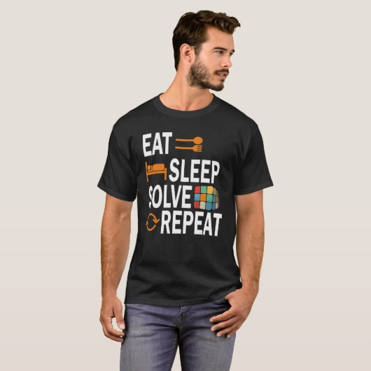 T-shirt Mangez Sleep Résolvez Répéter Math Vitesse Cubing  (Devant entier)