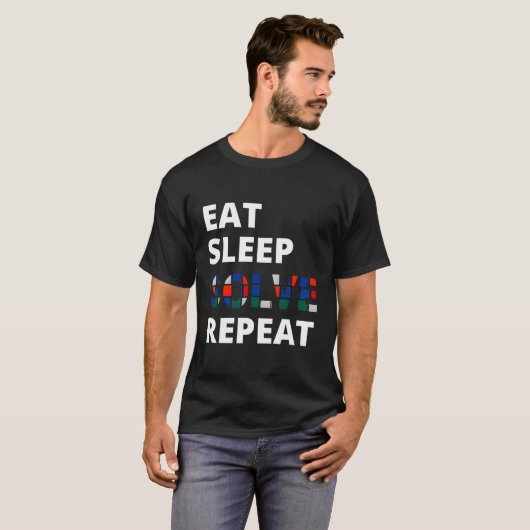 T-shirt Mangez Sleep Résolvez Répéter Speedcubing Speedrés (Devant entier)