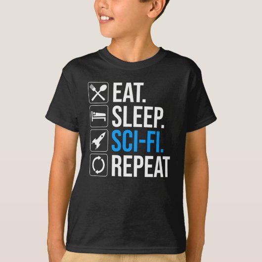 T-shirt Mangez Sleep Sci-Fi Répéter (Devant)