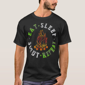 T-shirt Mangez Sleep Scout Répéter Camping Scouting Lover