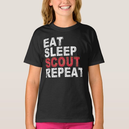 T-shirt Mangez Sleep Scout Répéter Funny Scouting Outdoor  (Devant)