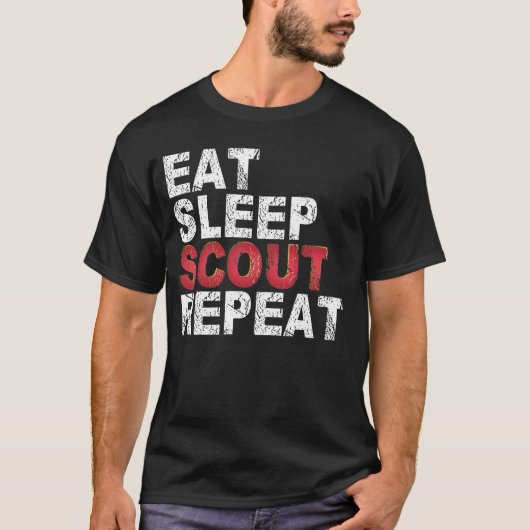 T-shirt Mangez Sleep Scout Répéter Funny Scouting Outdoor (Devant)