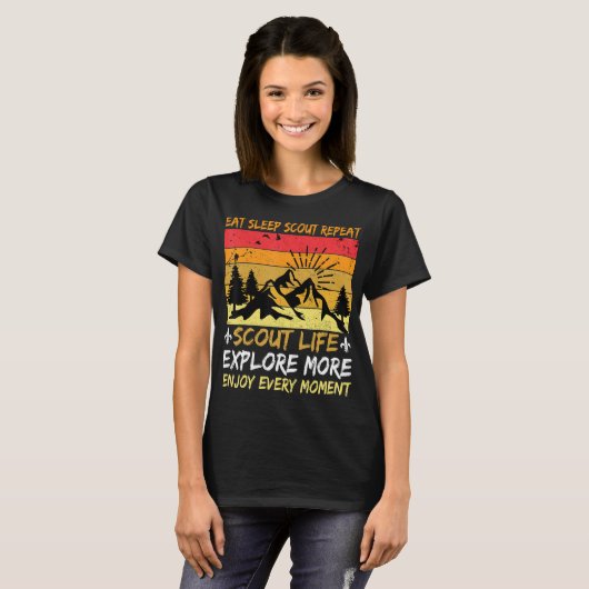 T-shirt Mangez Sleep Scout Répéter Randonnée Plus Inquiète (Devant entier)