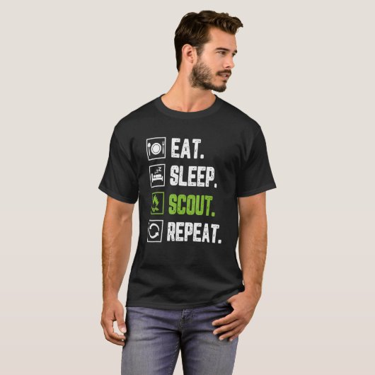 T-shirt Mangez Sleep Scout Répéter Scouting Scout Life Cam (Devant entier)